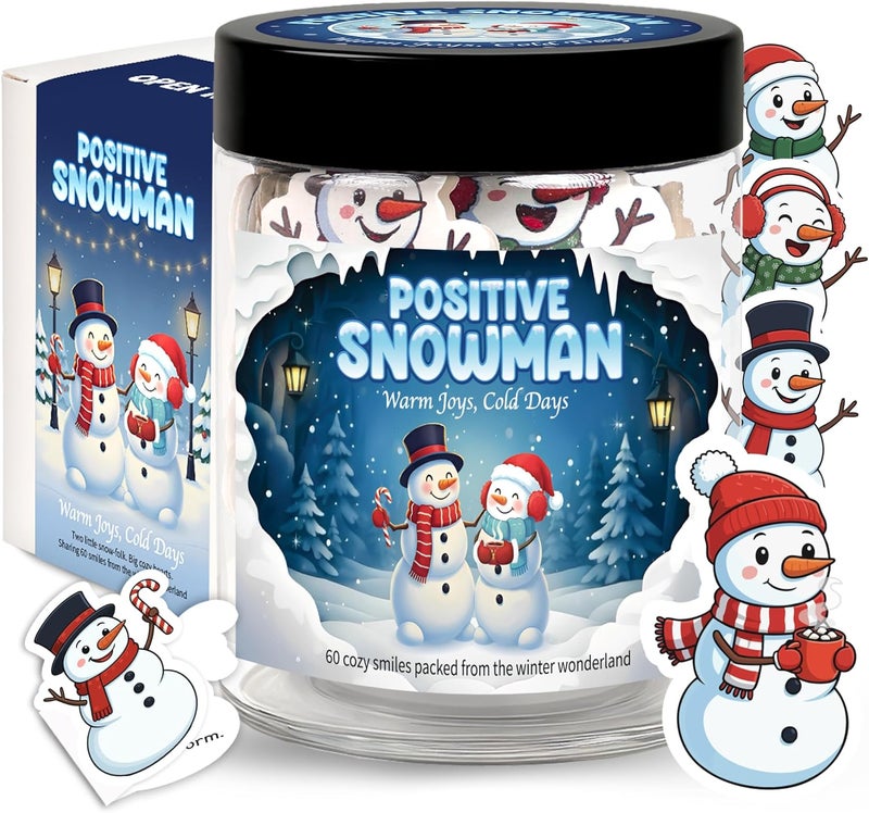 BOYESE Positive Snowman Jar with 60 Affirmation Card, Christmas Emotional Support Snowman Gifts for Women, Kids, Teens, Christmas Gifts, Stocking Stuffer for Teen Girls, Boys, Women, Men - Image 1